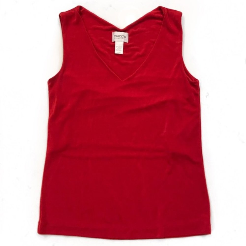Vintage Chico’s Travelers Collection Tank Top Ruby Red Size 0 - Picture 7 of 8